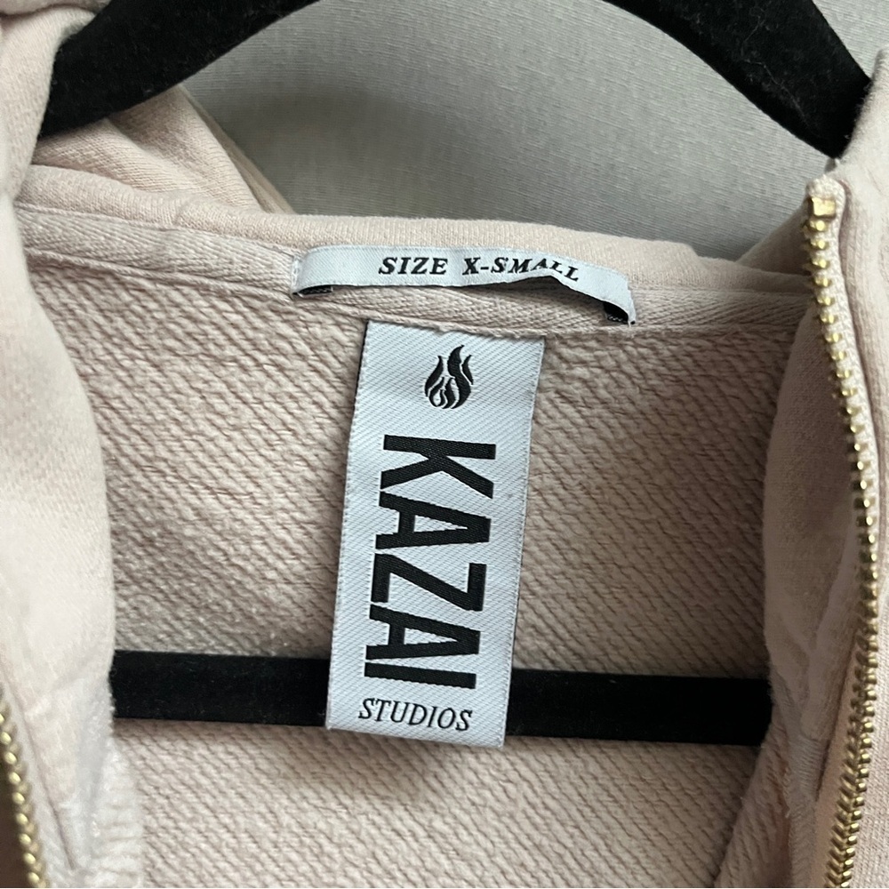 KAZAI Paparazzi Half Zip Oversize Hoodie XS Beige Streetwear - Picture 7 of 11